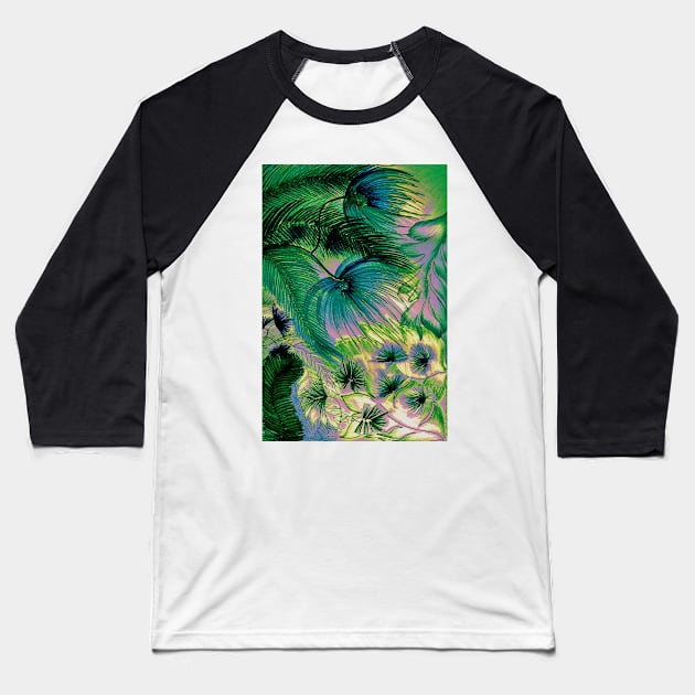 TROPICAL PASTEL ART  MIAMI FERNS FLOWERS PALM  DECO PRINT Baseball T-Shirt by jacquline8689